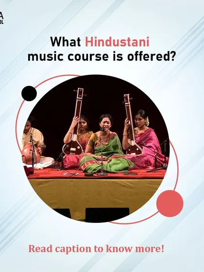 A promotional graphic for my Hindustani music course, showing artists on stage. I offer a structured online curriculum for students worldwide to learn Hindustani vocals.