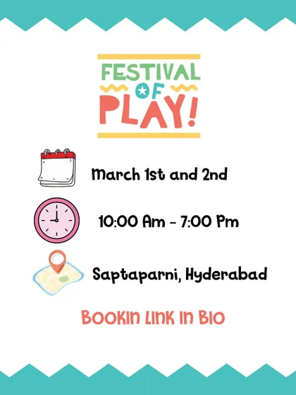 The official poster for my puppet show and workshop at the 'Festival of Play' in Hyderabad. Public festivals are a fantastic way to introduce the magic of storytelling to a wide audience.