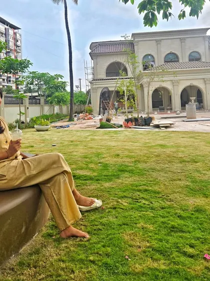 A moment of satisfaction for me, the architect, sitting on the newly landscaped lawn of the Veerabhavana Villa just two weeks before handover. Seeing a long and challenging project come to fruition is an incredibly rewarding experience.