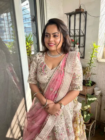 A beautiful dewy, soft glam look for a lovely bride-to-be. The makeup enhances her natural features and gives her a radiant glow for her engagement photos.
