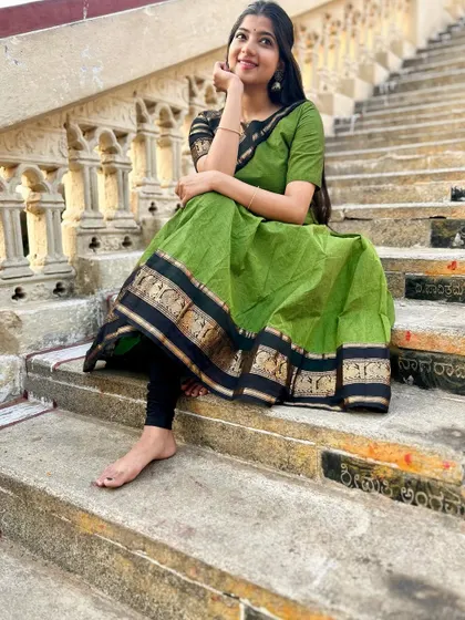 Flaunting a traditional cotton kurti with a zari border. My personal style is deeply rooted in comfortable and elegant ethnic wear.