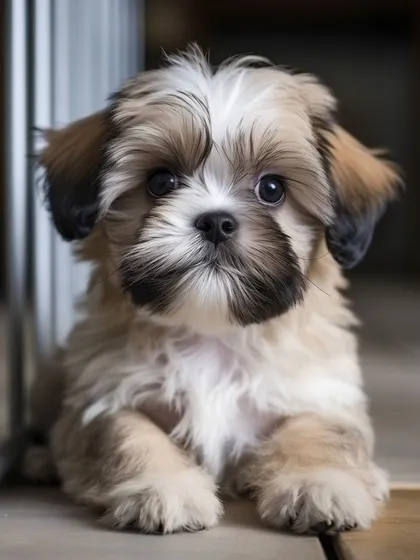 This adorable Shih Tzu puppy is calm and content in our indoor space. We ensure a stress-free environment for all our guests.