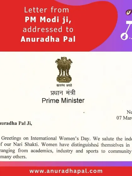 A signed letter I received from Prime Minister Shri Narendra Modi ji on International Women's Day, saluting the indomitable spirit of our Nari Shakti.