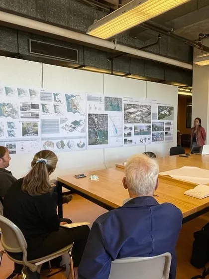 **People of Compartment S4: Vedanti Agarwal:** Vedanti presenting a project. She has collaborated with professionals across landscape architecture, urban planning, and real estate on diverse projects.