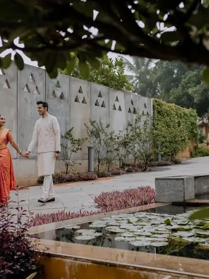 A beautiful, candid moment between the bride and groom. We use natural surroundings and soft light to create portraits that feel both intimate and timeless.