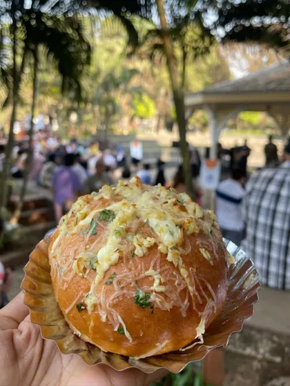A Korean Cream Cheese Bun enjoyed at one of my pop-up stalls. Seeing happy customers enjoying my bakes is what it's all about.