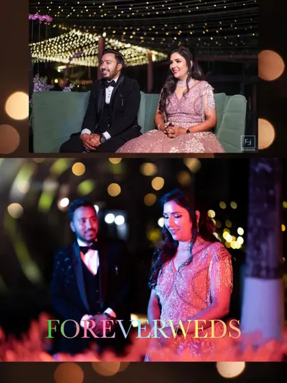 A collage from Mohit and Ayushi's evening celebration, showing them enjoying the moments. I capture both the posed portraits and the candid reactions that unfold throughout the night.