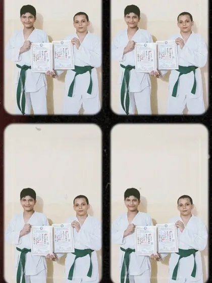 Orange belts upgraded to Green belt. These two have been training hard together and earned their new rank. 💚