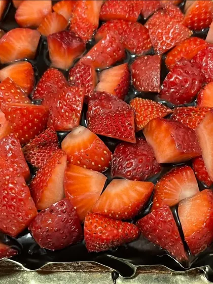 Nothing says love like fresh strawberries and rich chocolate. This is a simple yet decadent treat from my seasonal menu.