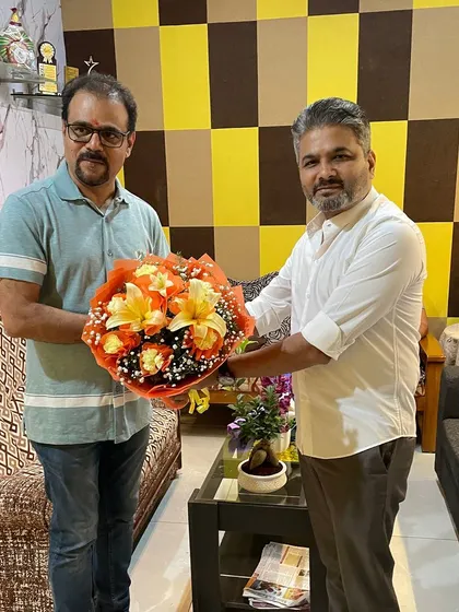 Meeting with senior journalist Gaurish Akki to discuss the launch of his new studio. I believe in supporting local talent and fostering a strong, independent media that can give voice to regional issues.