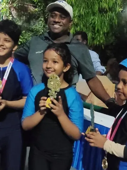 Look at those smiles. Our students proudly holding their trophies and medals after winning at the skating competition.