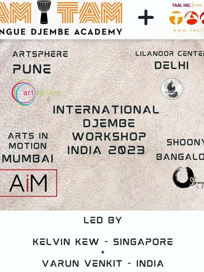 Where will you drum with us? This graphic shows our multi-city workshop tour with Kelvin Kew, with events in Pune, Delhi, Mumbai, and Bangalore.