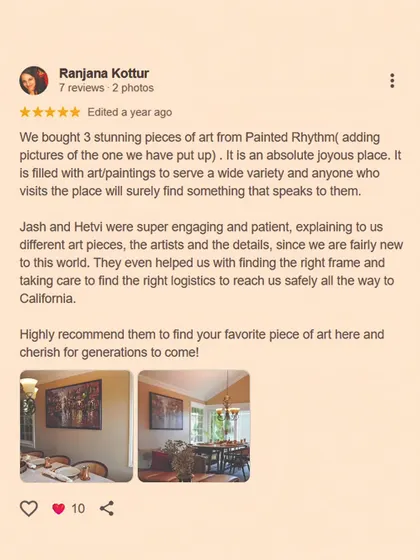 This client, new to the art world, appreciated our patient explanation of different artists and our help with logistics to California.