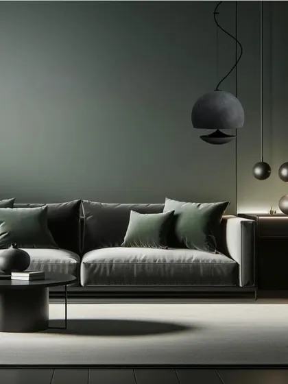 In this moody and sophisticated living room, the dark Spherina speaker blends seamlessly with the deep green walls and velvet sofa. This demonstrates our ability to select and install audio equipment that complements and elevates any interior design scheme.