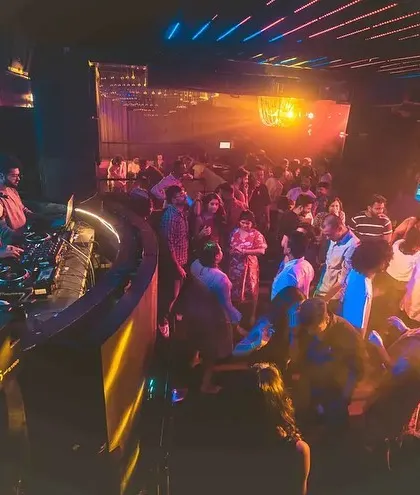A high-angle view of my post-birthday celebration gig, showing a lively and engaged dance floor.
