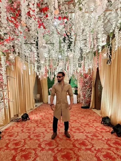 Normal is boring. A stylish long kurta for a wedding event.
