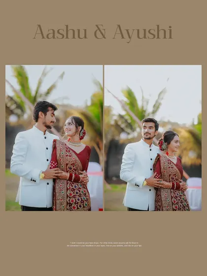 A classic diptych of the couple. These portraits capture their loving glances and individual poses, showcasing their elegant engagement attire.