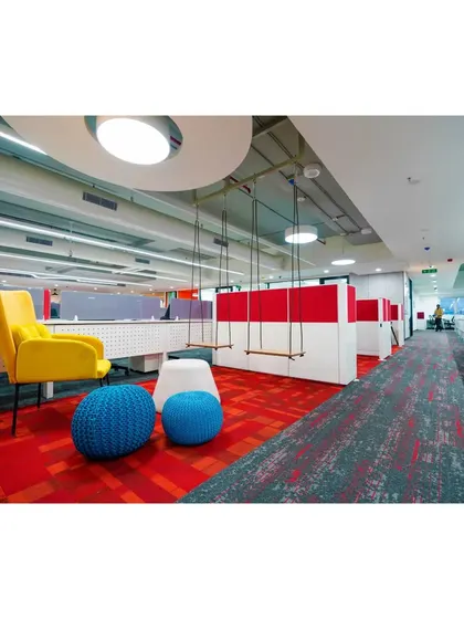We installed swings within the open office at Mindsprint to offer a unique and fun way for employees to de-stress. This unexpected element breaks the corporate mold and encourages a more playful work culture.