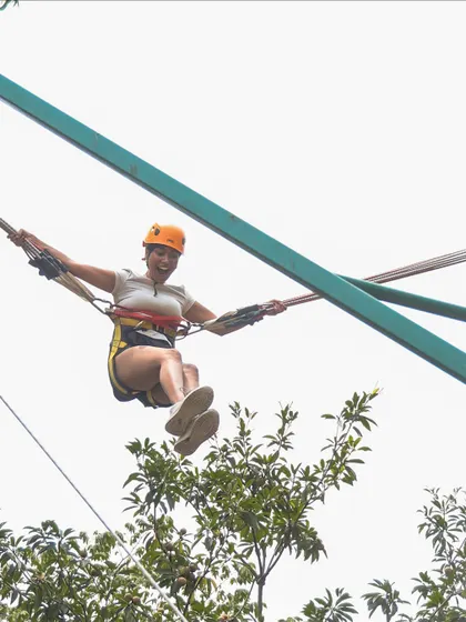 Experience the pure joy of flight on our bungee trampoline. It's a safe and incredibly fun way to leap, flip, and soar into the sky.