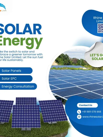 This poster lists our main services: Solar Panels, Solar EPC, and Energy Consultation. I want to help you make the switch to solar and embrace a greener tomorrow.