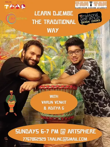 Learn the Djembe the traditional way with me and Aditya. Our Sunday classes at Artsphere are a perfect weekend activity to learn a new instrument and connect with fellow music lovers.