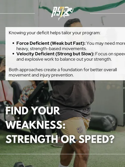 To train like an athlete, you need to find your weakness: are you force-deficient (weak but fast) or velocity-deficient (strong but slow)? Knowing this allows me to tailor your program for balanced development.