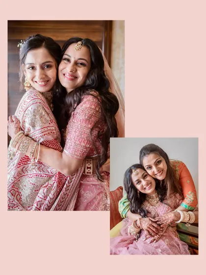 A collage of the bride sharing warm hugs with her loved ones. These are the moments of connection that I cherish capturing.