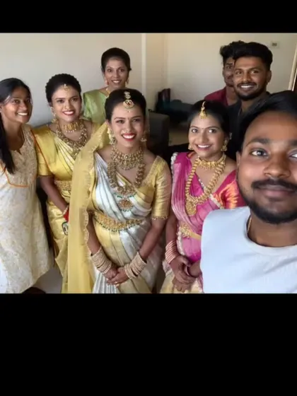 Draping for a Telugu bride and her sister. I created matching drapes that highlighted their similar features while allowing their individual styles to shine.