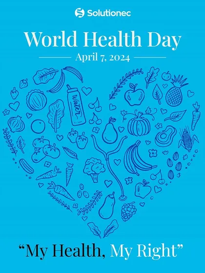 This heart, composed of healthy foods and habits, symbolizes the core message of World Health Day: "My Health, My Right." It represents our commitment to making choices that nourish our bodies and minds.