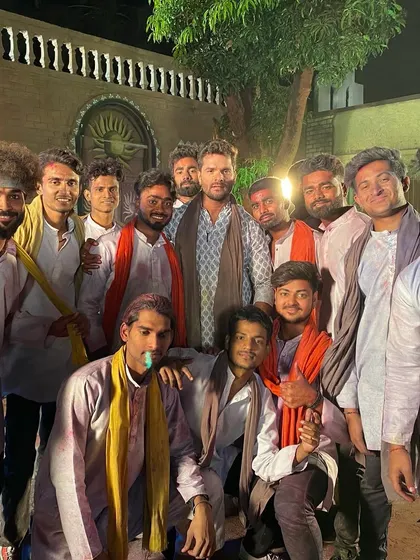 With Khesari Lal Yadav and the whole team after the successful shoot of our song "Gaal Pe Gulal". Moments like these are what make the hard work worth it.