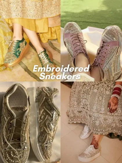 Embroidered Sneakers. Who says you can't be comfortable? Bridal sneakers are a growing trend, and these embroidered pairs prove you can be both stylish and ready to dance the night away.