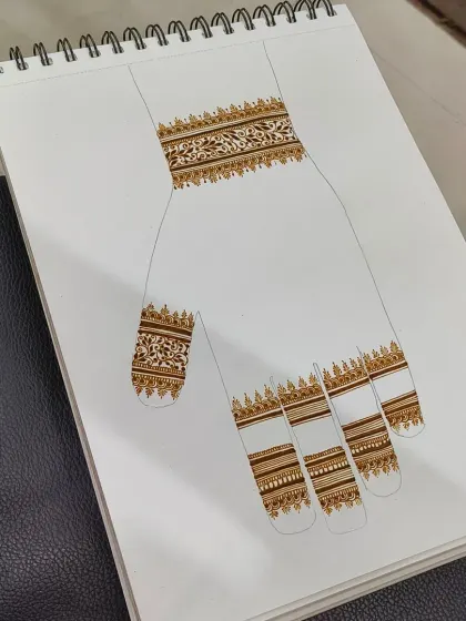 Here is the full view of the practice design on my sketchbook. This helps me visualize the final look and make any adjustments before teaching it in a class.