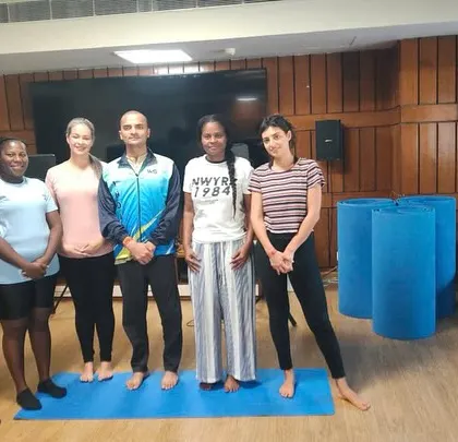 A group of international students with their instructor. We maintain small class sizes to ensure personalized attention and a high-quality learning experience.