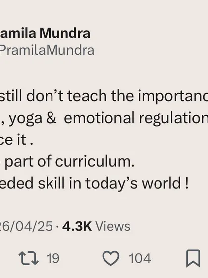 I strongly believe that nutrition, yoga, and emotional regulation are essential life skills. They need to be part of the school curriculum to prepare children for the challenges of the modern world.
