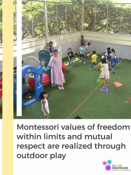 Our spacious outdoor play area allows for freedom of movement, where Montessori values of respect and freedom within limits are realized.