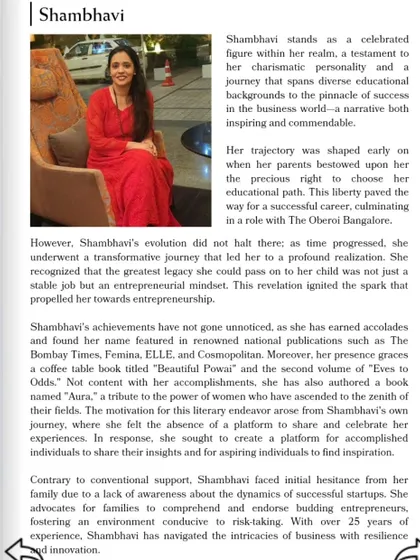 An excerpt from my feature in "100 Inspiring Entrepreneurs of India". It details my journey from the corporate world to entrepreneurship and my mission to create a platform for others to share their stories.