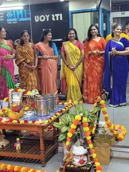 Our members dressed in beautiful traditional wear for the Ram Mandir celebration. It's a joy to see our fitness studio transform into a space for cultural festivities.