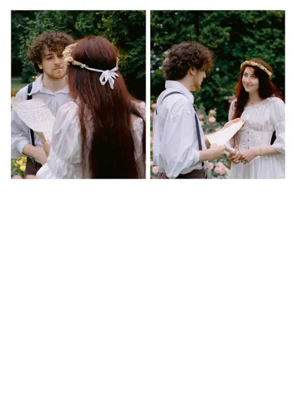 The couple exchanges handwritten vows in a Swiss garden, a deeply personal and emotional moment that speaks volumes about their commitment.
