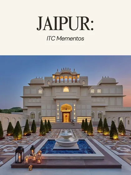 A stunning shot of the ITC Mementos in Jaipur, a modern palace venue perfect for a royal Rajasthani wedding.