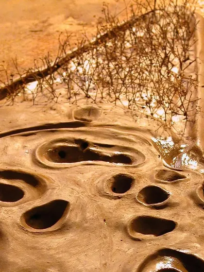 This clay model represents our conceptual approach for the Bhopal Gas Tragedy Memorial. The design keeps the scars of the tragedy visible in the pitted landscape, creating a powerful space for remembrance that confronts a difficult history while allowing for healing and introspection.