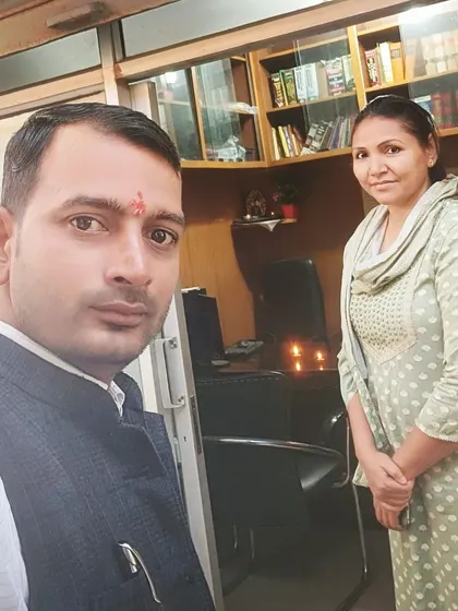 With my colleague during the festive celebrations at our office.