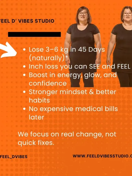 We focus on real change, not quick fixes. Our program helps you lose 3-6 kg naturally in 45 days, with inch loss you can see and feel. Boost your energy, confidence, and build a stronger mindset.