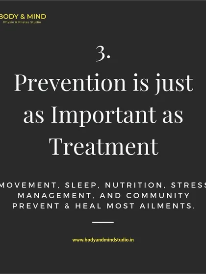 The third principle is that prevention is just as important as treatment. Lifestyle factors like movement, sleep, nutrition, and stress management are the most powerful tools for preventing and healing most ailments.