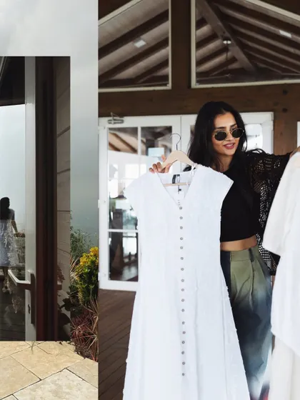 A behind-the-scenes style shot from the Westside event, where I'm picking out an outfit.