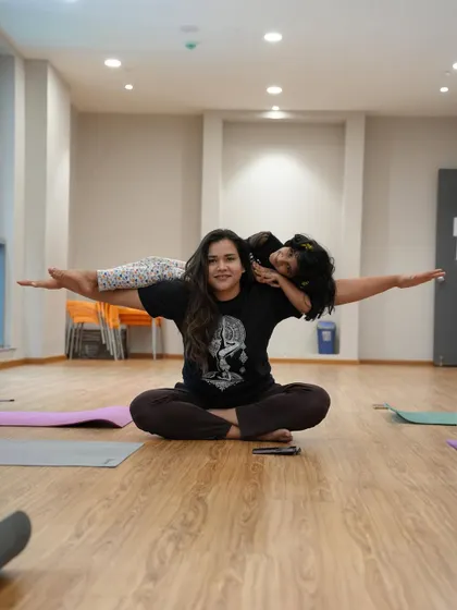 Sometimes the best part of yoga is the connection you make. A quiet moment of trust and play with one of my youngest students.