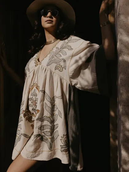 A beautifully lit portrait of Sankriti in Cappadocia. The play of light and shadow creates a dramatic and artistic effect.
