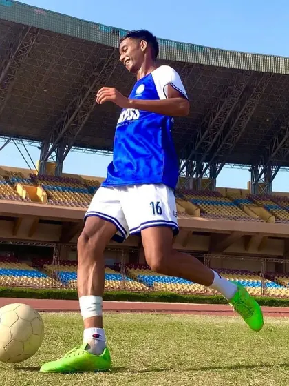 Umesh practices his dribbling and close control. Mastering the art of keeping the ball close while on the move is a skill I emphasize in all my players.