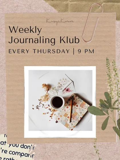 A cozy flatlay representing the vibe of our weekly journaling club. It's all about taking time for yourself to create and reflect.