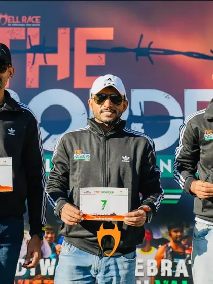 Three of our elite runners at The Border Race expo, ready to lead the charge.