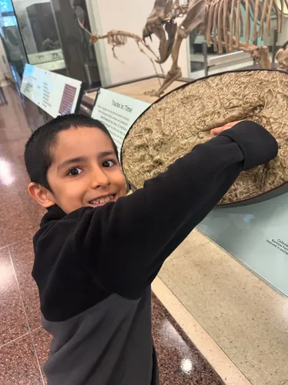 My son Kai at the American Museum of Natural History, excitedly pointing at a fossil display. Museums are incredible spaces for sparking curiosity across science, history, and art.
